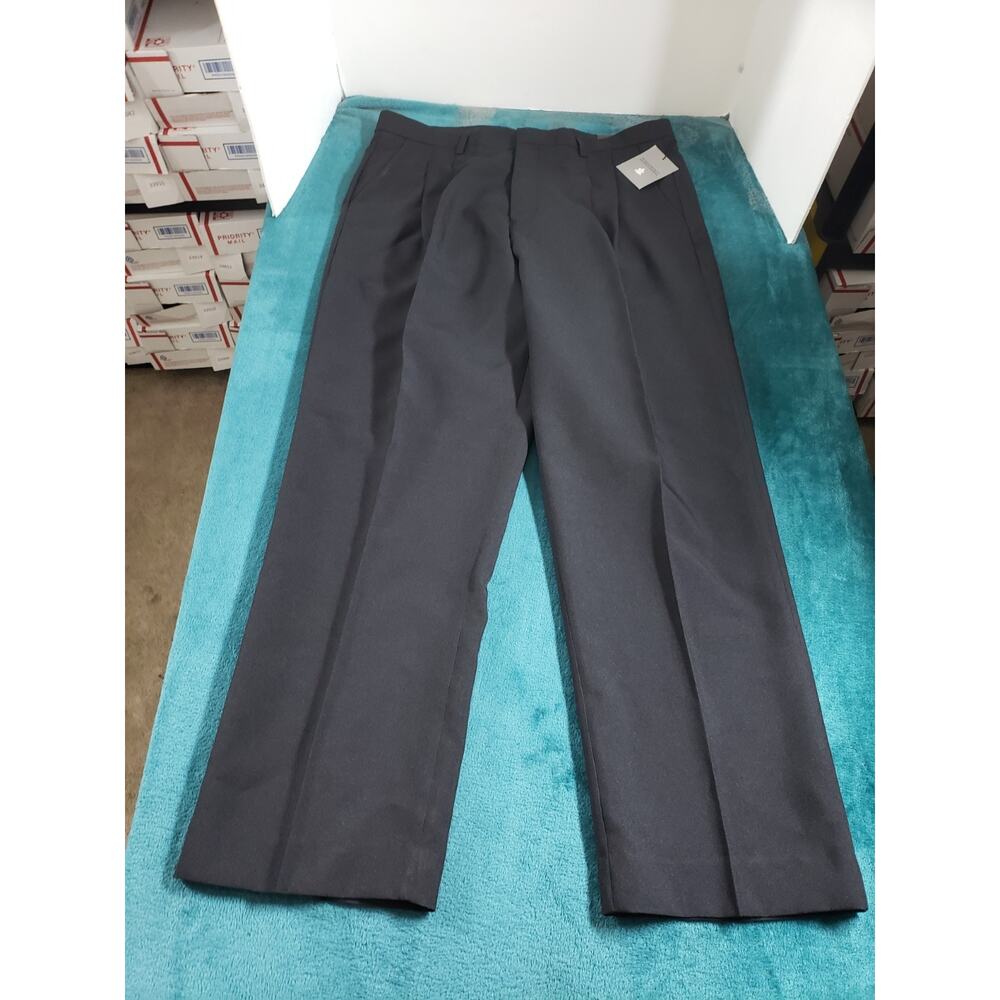 Vittorino Dress Pants Size 36x30 Mens Black Work Polyester Pleated Straight NWT
